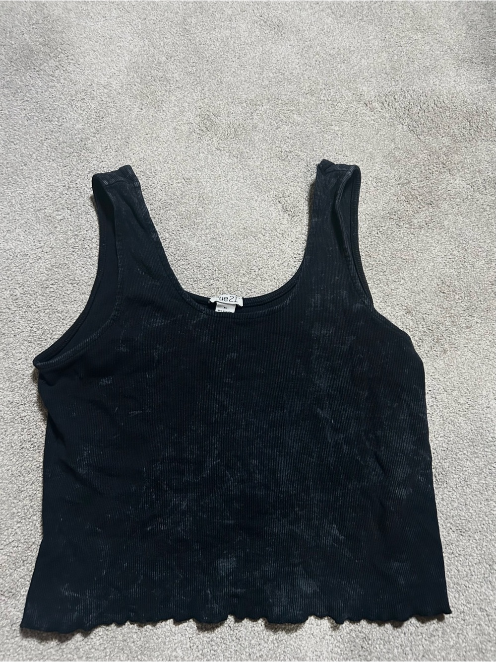 Rue21 Black Ribbed Scallop Hem Tank